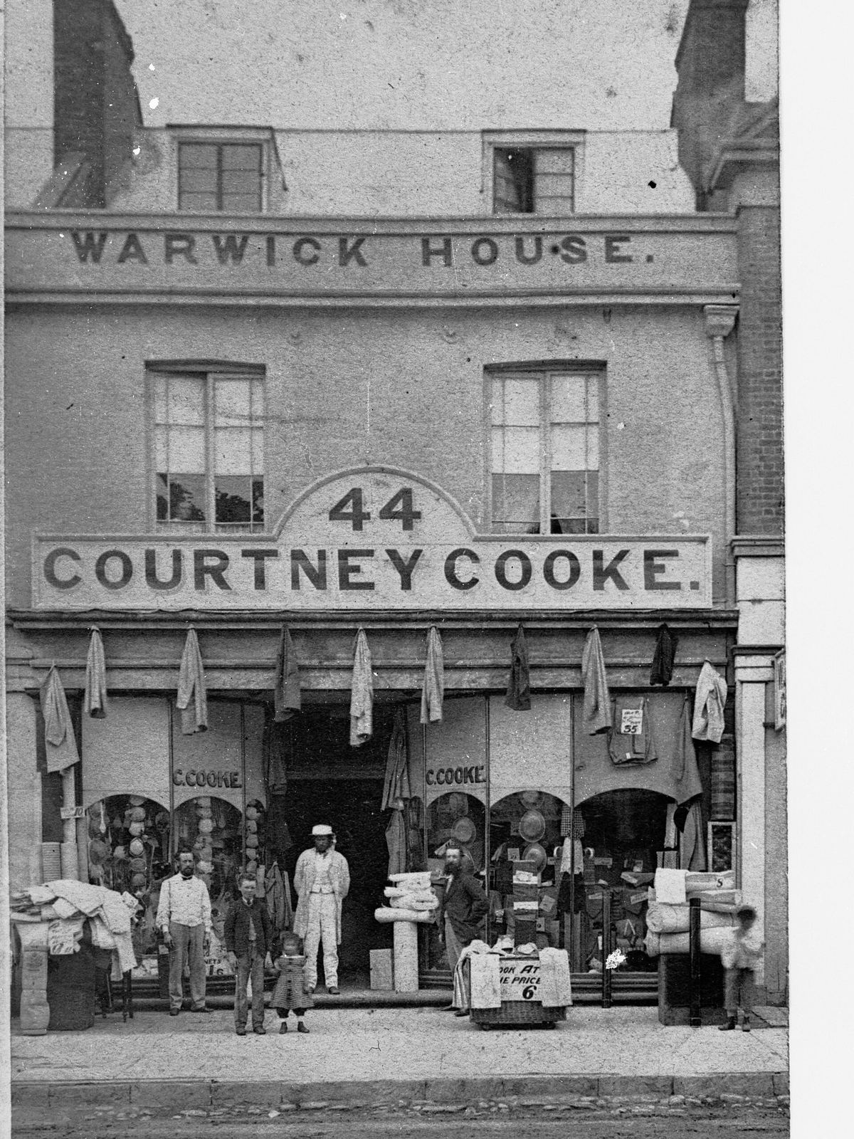Courtney Cooke's shop at 44 Hindley Street, Adelaide, its name painted large across the front
